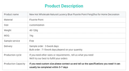 Blue Fluorite Point Wholesale Natural Lucency Crystal Point FengShui for Home Decoration