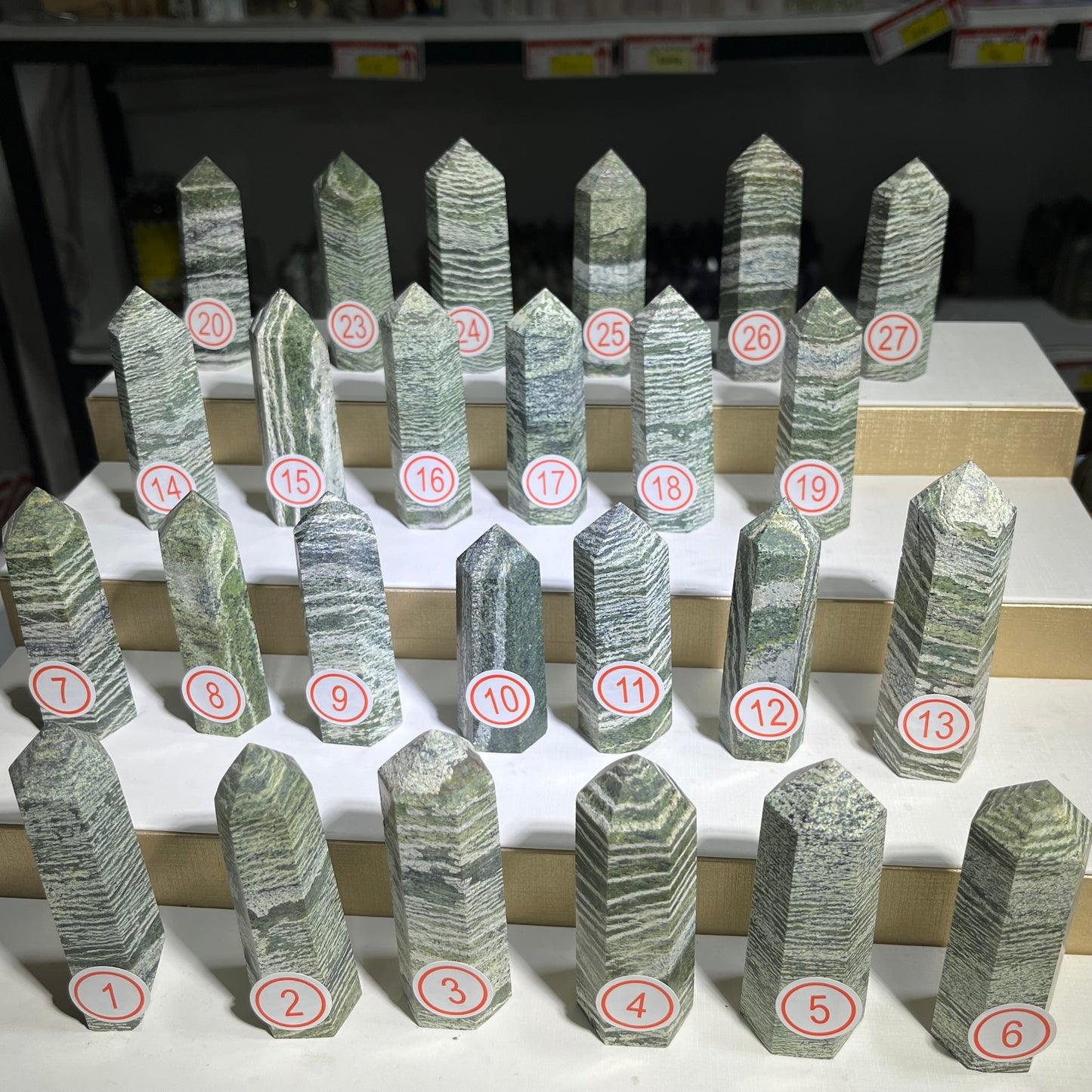 Crystal green zebra jasper tower wholesaler price