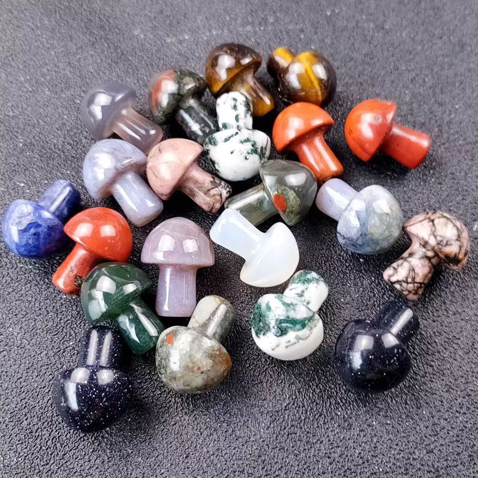 Wholesale small natural all kinds of gemstone crystal mushrooms for home decoration and kids